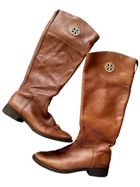 Tory Burch Cognac Leather Riding Boots